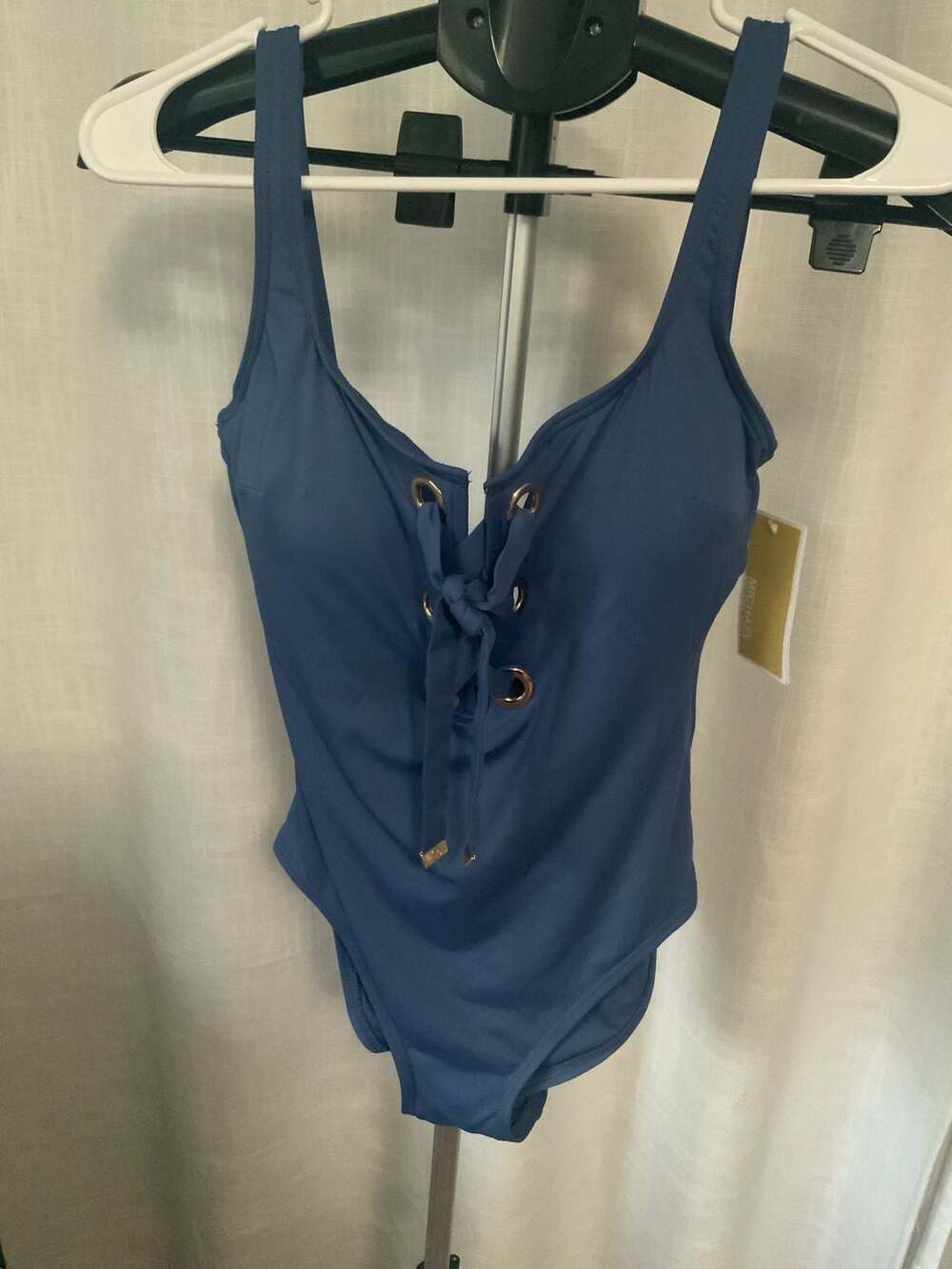 Michael Kors Lace-Up One-Piece Swimsuit Women Size 10 Blue